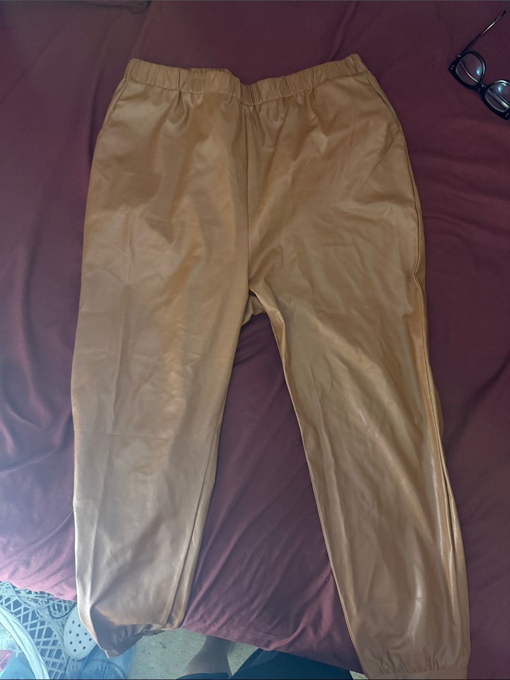 Women’s Rust Faux Leather Jogger Pants